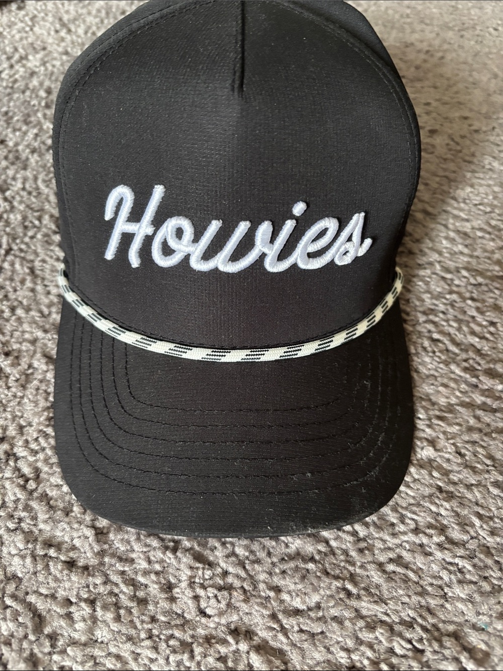 Men's Black Script Logo Rope Trucker Hat